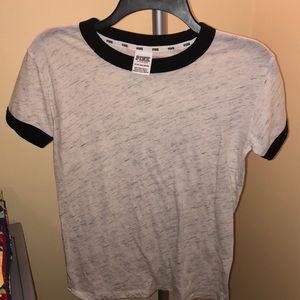 VS PINK White & Black Baseball Tee